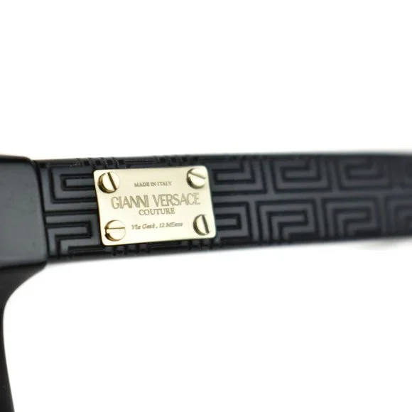 VERSACE "Greca": Black, "Meandros" & Gold Logo Sunglasses (mq) - Picture 3 of 10